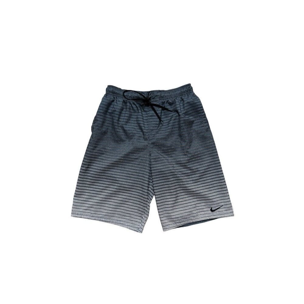 Nike Swim Trunks Mens Medium Black Gray Grid 10” Inseam
